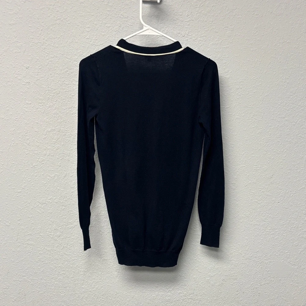 J. Crew Navy Blue W’s XS Cardigan with White Trim. 100% Cotton. Gently Used. - Picture 5 of 10